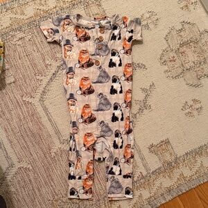 Posh Peanut Cat Print Short Sleeve Onesie